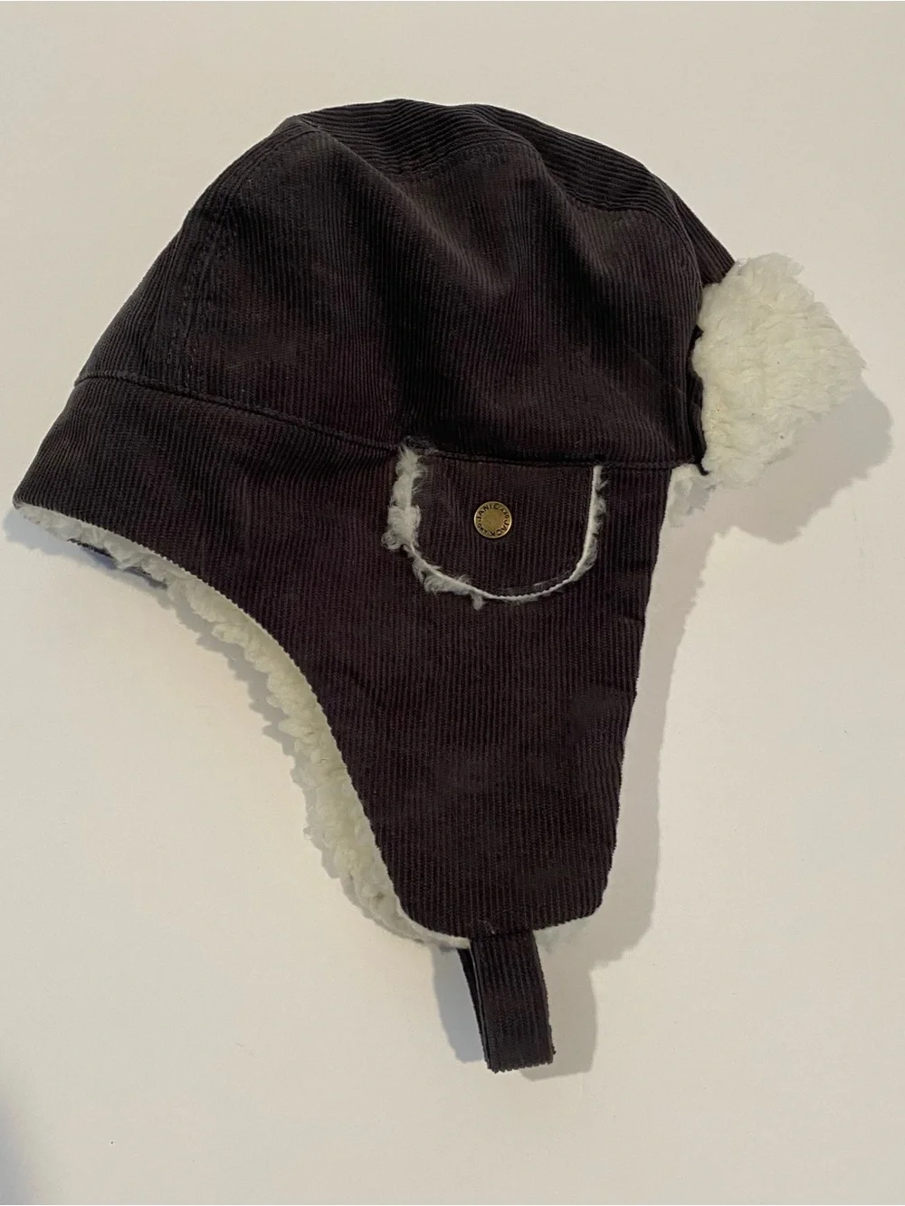 Janie and Jack Corduroy Sherpa Trapper Hat – Dark Brown Aviator Cap 12-24 months